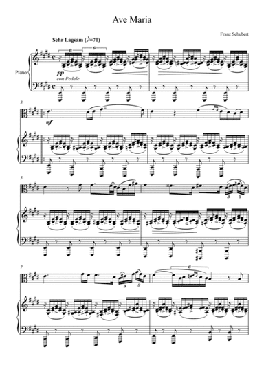 Franz Schubert - Ave Maria (Viola Solo) - E Key (arr. André Laitano)