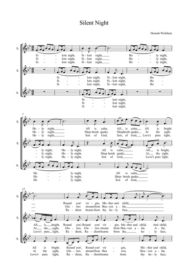 Silent Night SSA a capella showcase version (arr. Hannah Wickham)