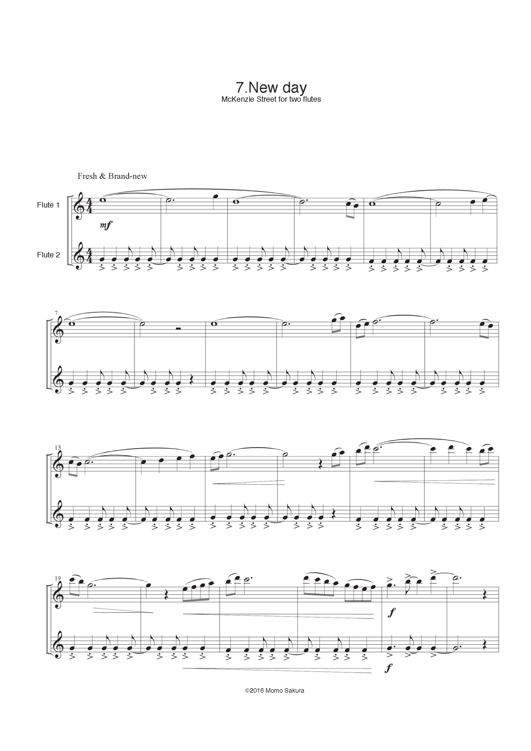 7. New day  Mckenzie street for 2 Flutes/ Flute duet