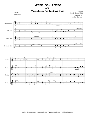 Were You There (with "When I Survey The Wondrous Cross") (Saxophone Quartet and Piano) (arr. Stephen DeCesare)