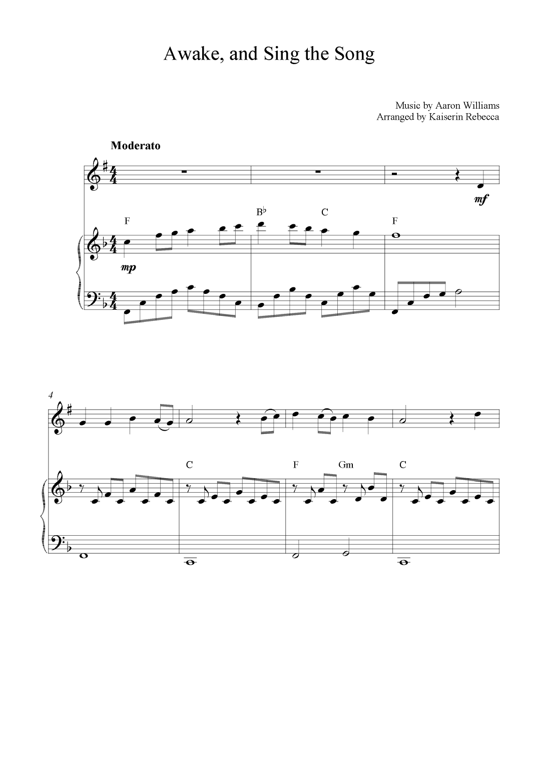 Awake, and Sing the Song (arr. Kaiserin Rebecca)