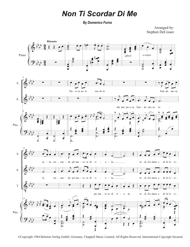 Non Ti Scordar Di Me (arr. Stephen DeCesare)