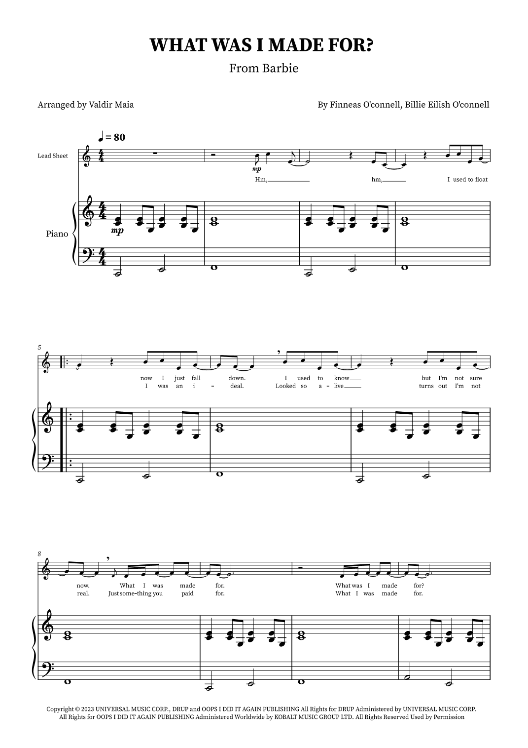 What Was I Made For? (arr. Valdir Maia)