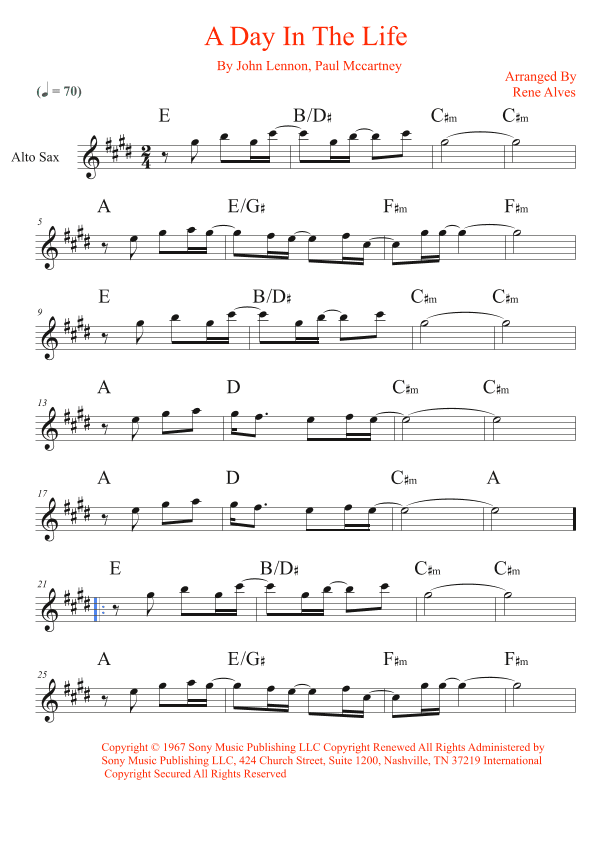 A Day In The Life (arr. Rene Alves)