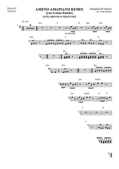 Ameno Amapiano Remix (you Wanna Bamba) (arr. Ivan Marini)