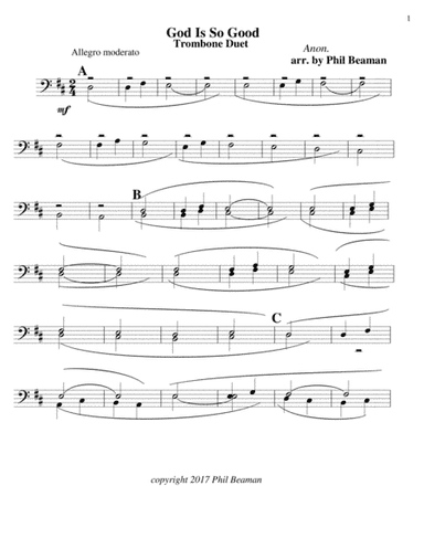 God Is So Good - trombone duet (arr. Phil Beaman)