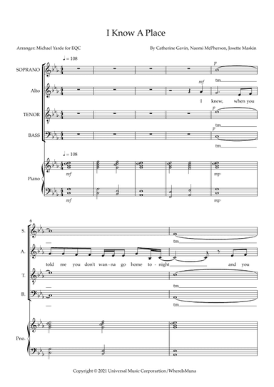 I Know A Place (arr. Michael Yarde)
