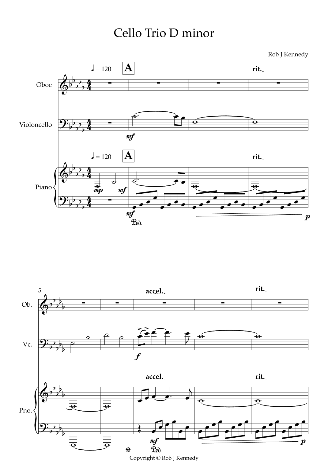 Trio for Oboe Cello and Piano Movement 1