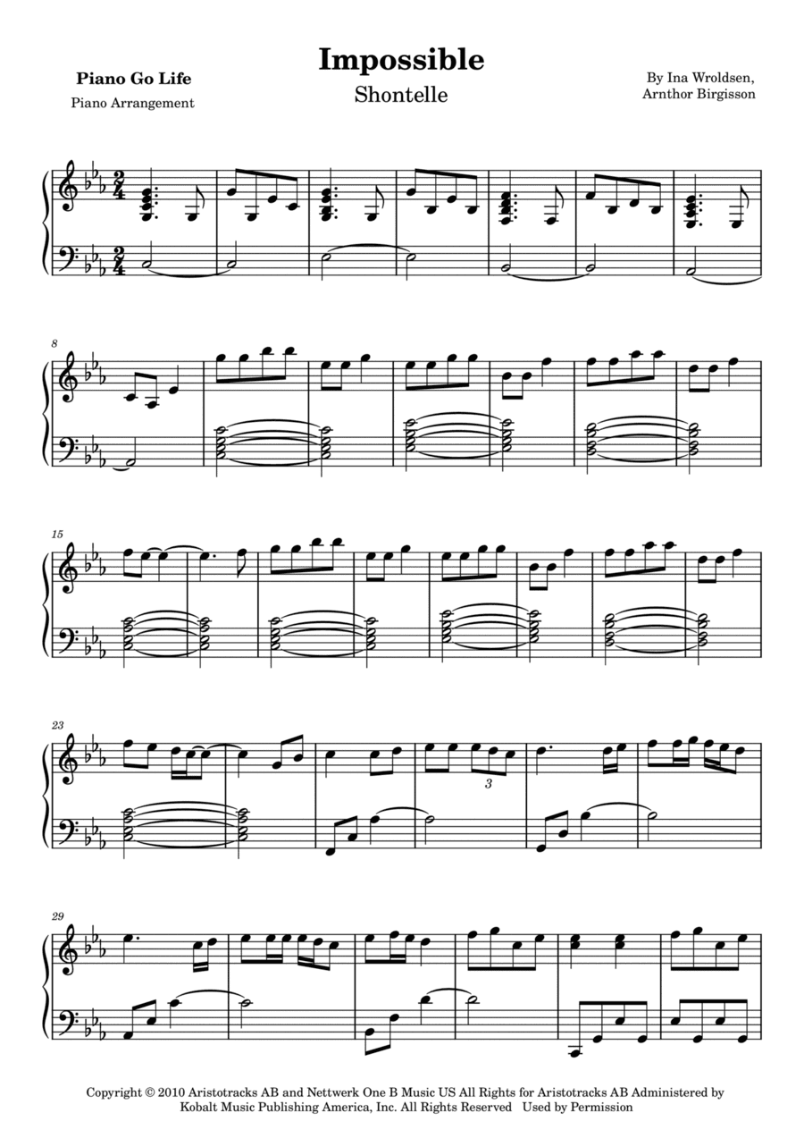 Impossible (arr. Piano Go Life)