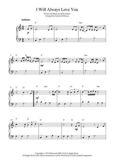 I Will Always Love You (arr. Kaiserin Rebecca)
