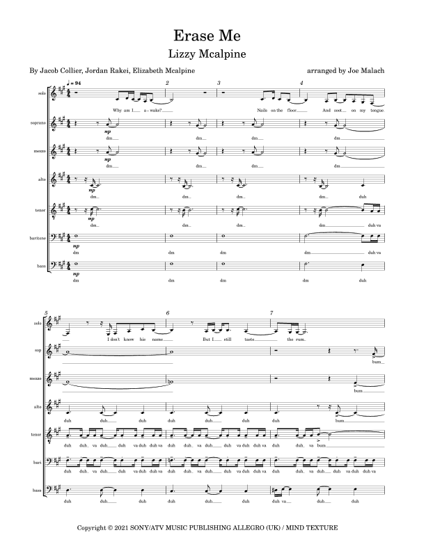 Erase Me (arr. Joe Malach)