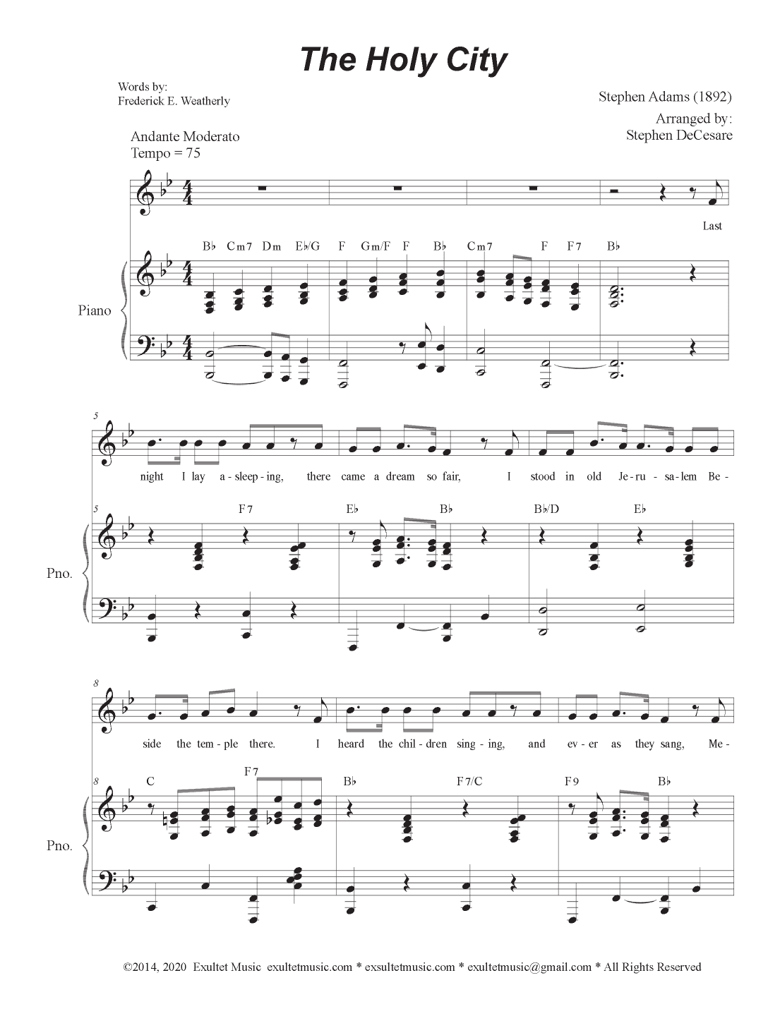 The Holy City (Vocal solo) (arr. Stephen DeCesare)