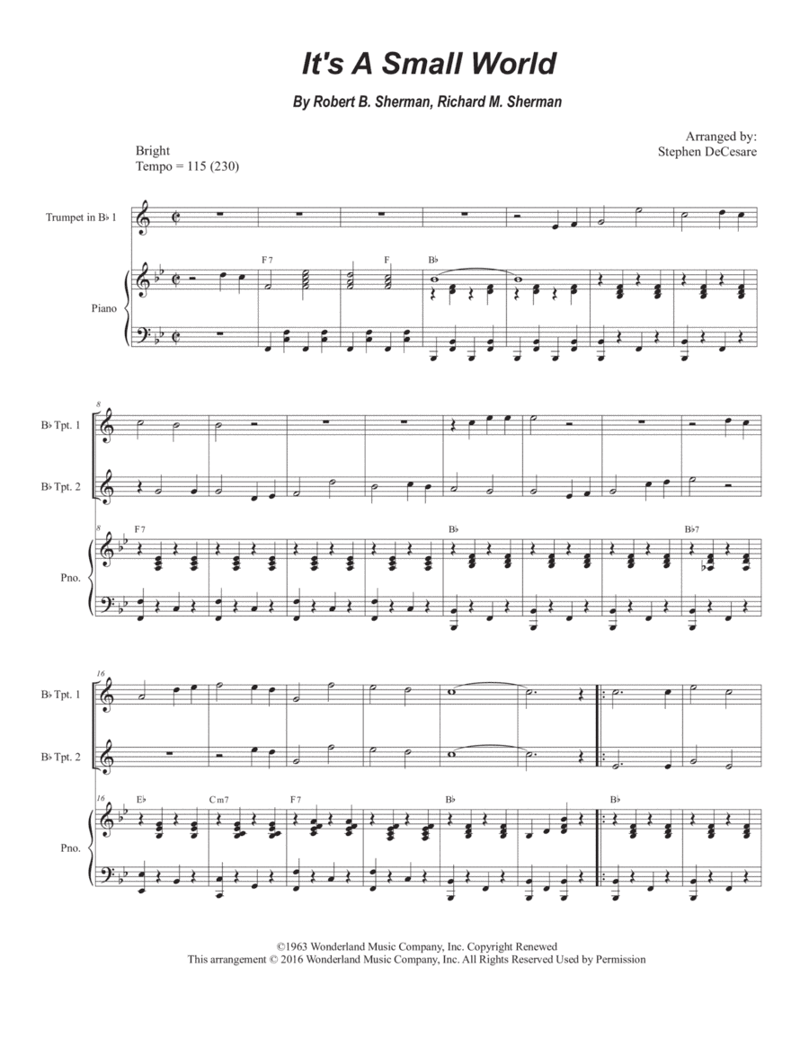 It's A Small World (arr. Stephen DeCesare)