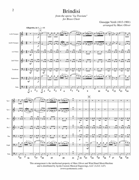 Brindisi (drinking song) from La Traviata for Brass Choir (arr. Marc Oliver)