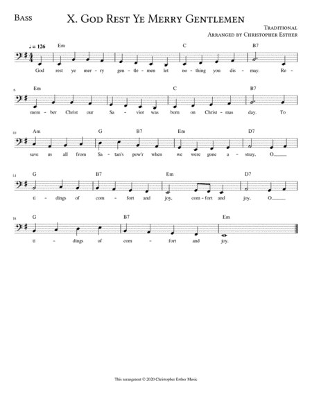 God Rest Ye Merry Gentlemen for Bass Voice (arr. Christopher Esther)
