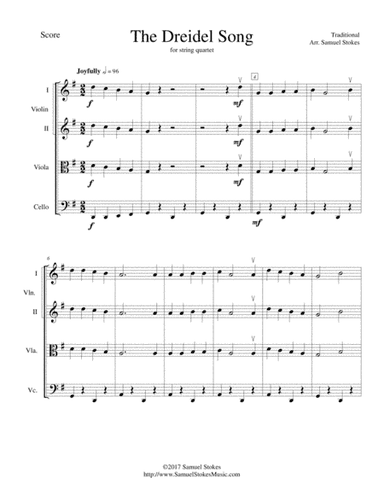 The Dreidel Song (I Have a Little Dreidel) - for string quartet (arr. Samuel Stokes)