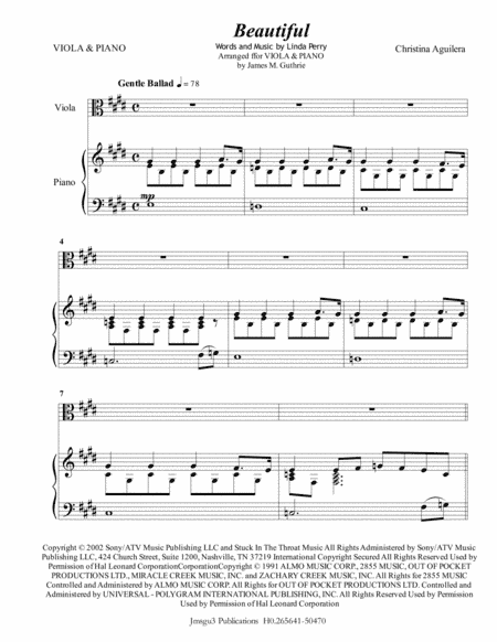 Beautiful (arr. James M. Guthrie, ASCAP)