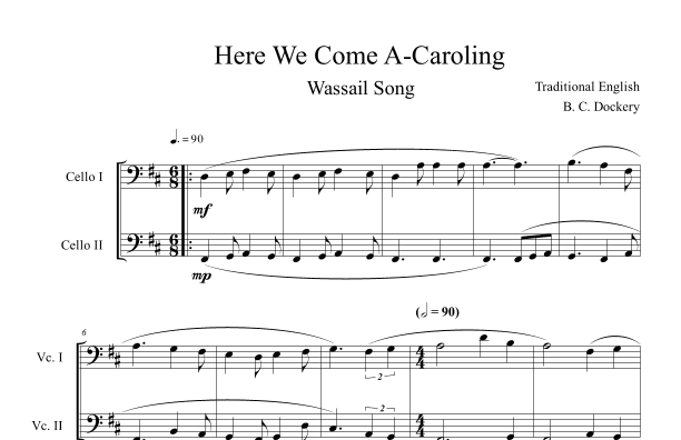 Here We Come A-Caroling (Cello Duet) (arr. B. C. Dockery)