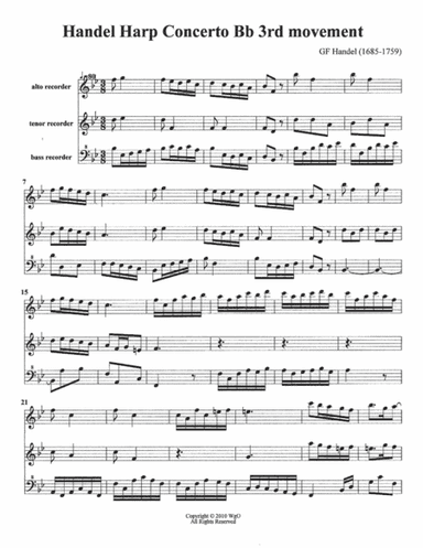 Handel Harp Concerto Bb 3rd movement (arr. William G Ouimette)