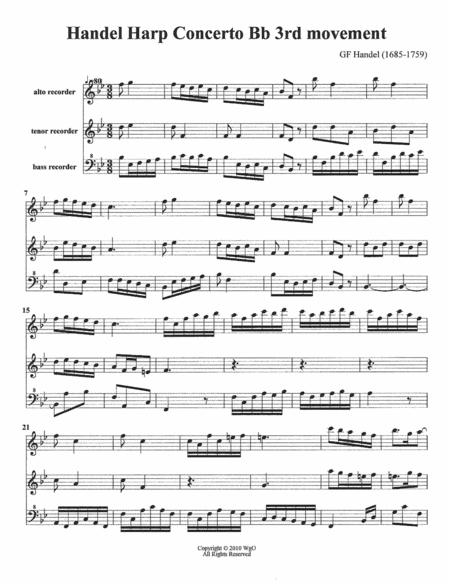 Handel Harp Concerto Bb 3rd movement (arr. William G Ouimette)