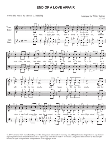 The End Of A Love Affair (arr. Walter Latzko)