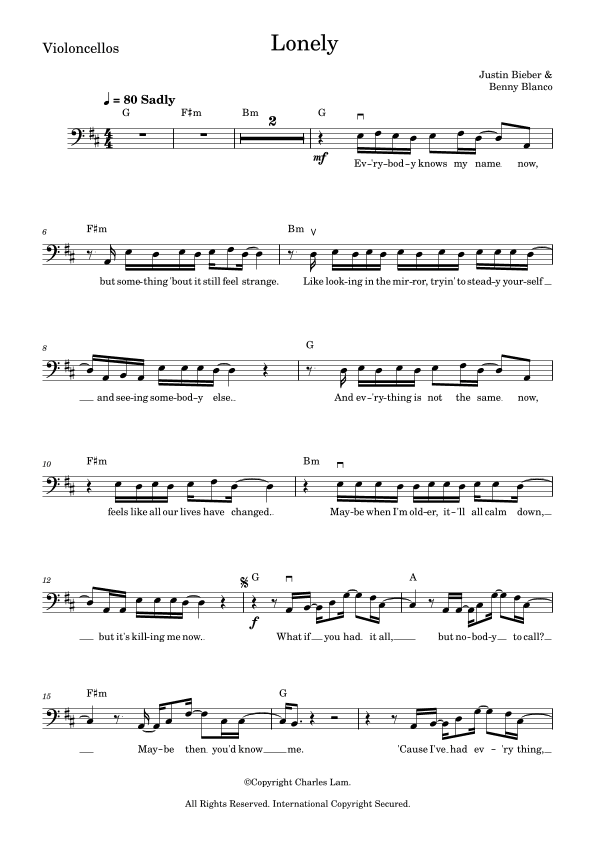 Lonely (arr. Charles Lam)