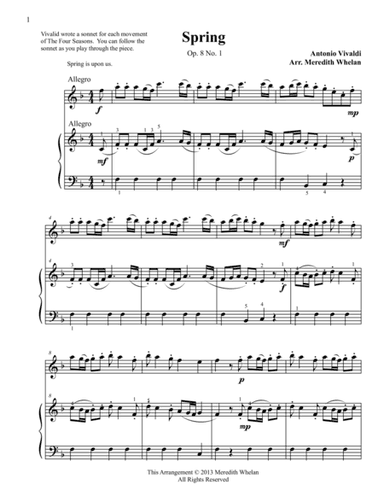 Classical Duets for Flute & Piano:  Spring from Vivaldi's Four Seasons (arr. Meredith Whelan)