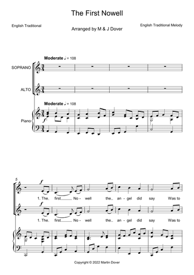The First Nowell ( The First Noel ) - 2 part choir - SA - Upper Voices (arr. M & J Dover)