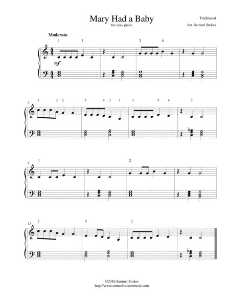 Mary Had a Baby - for easy piano (arr. Samuel Stokes)