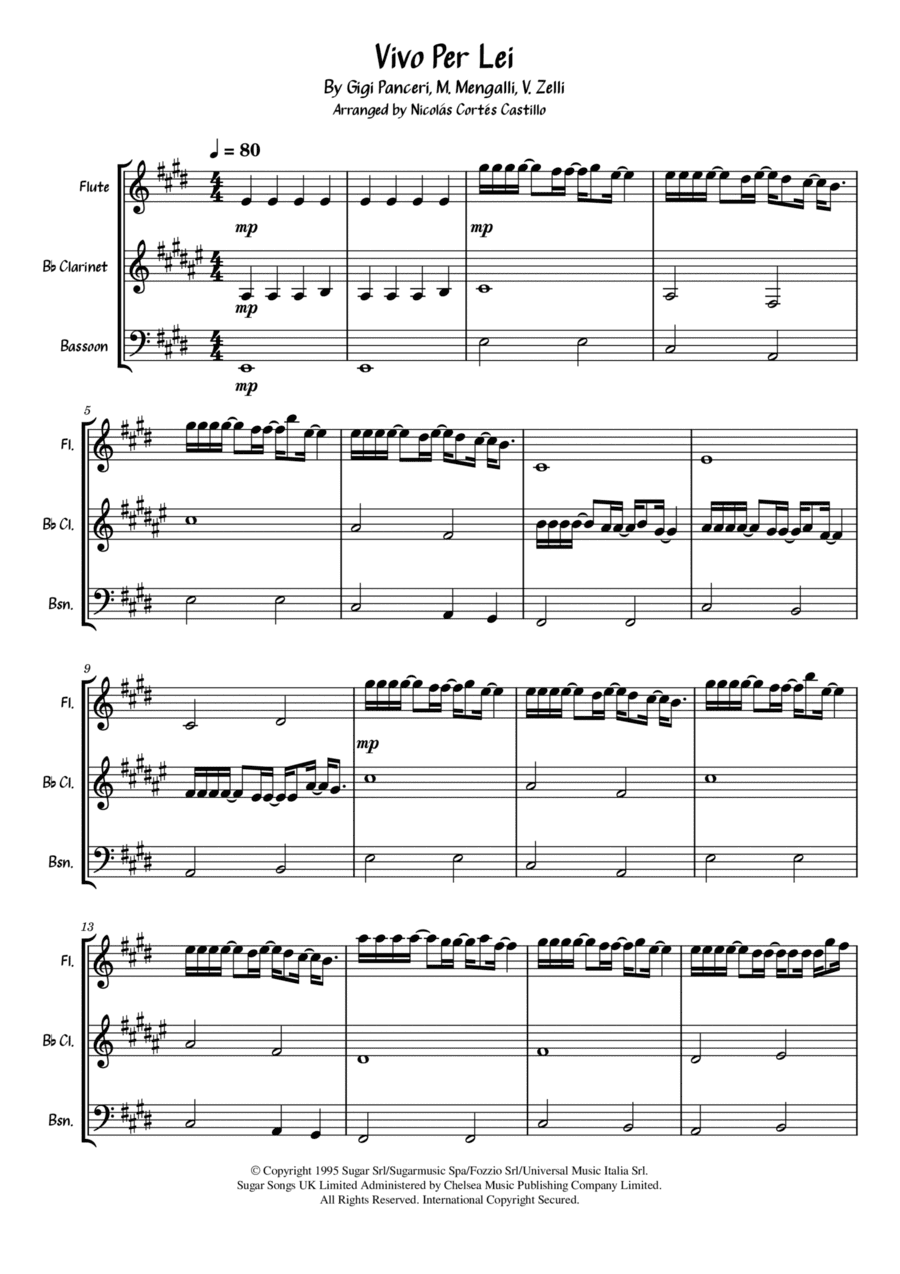 Vivo Per Lei (arr. Nicolás Cortés Castillo)