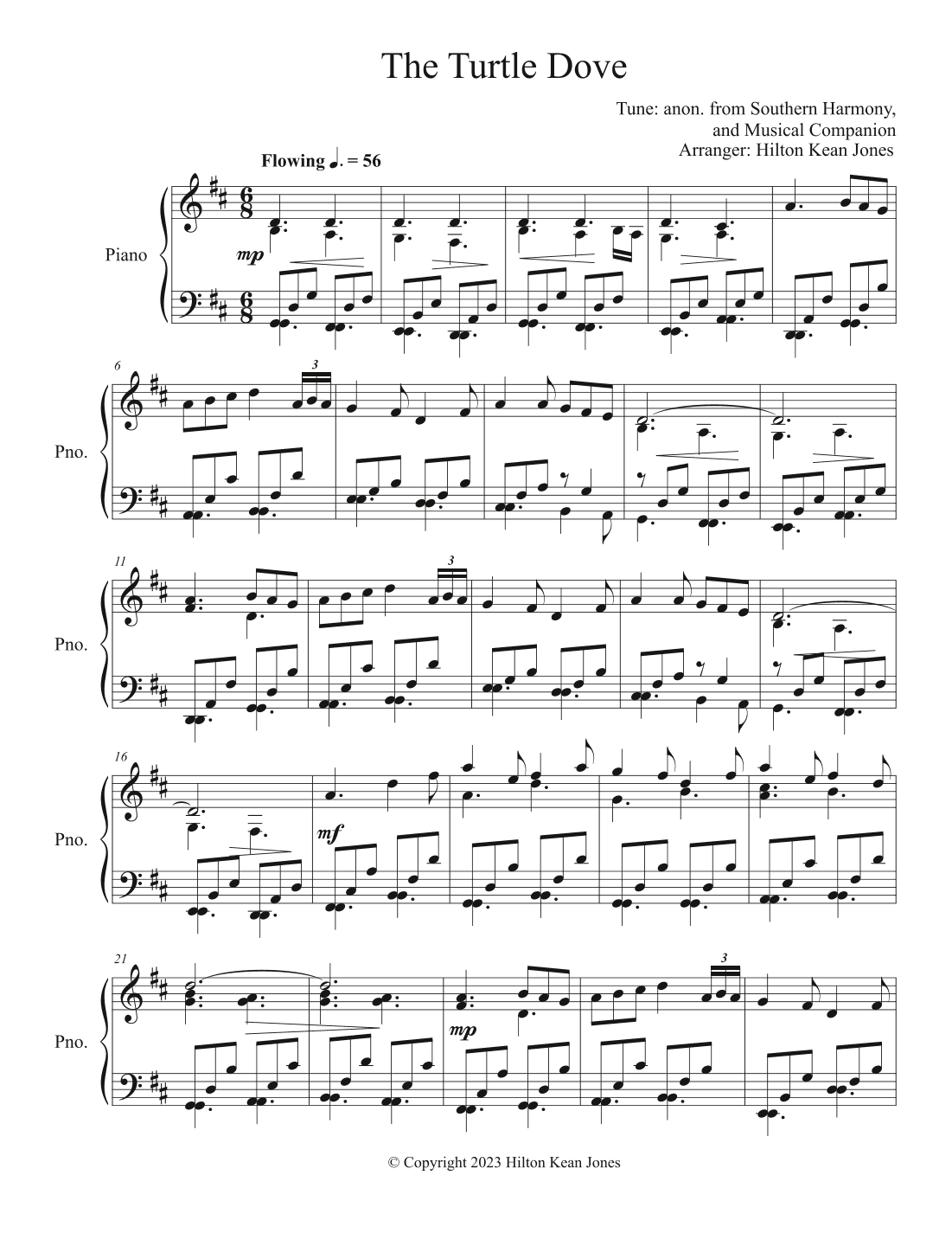The Turtle Dove (solo piano) (arr. Hilton Kean Jones)