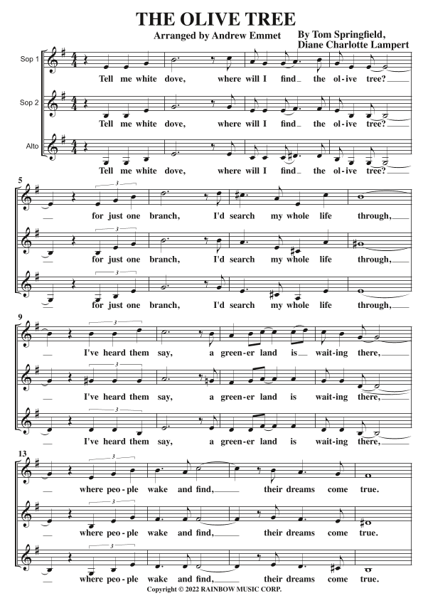 Olive Tree (arr. Andrew Emmet)