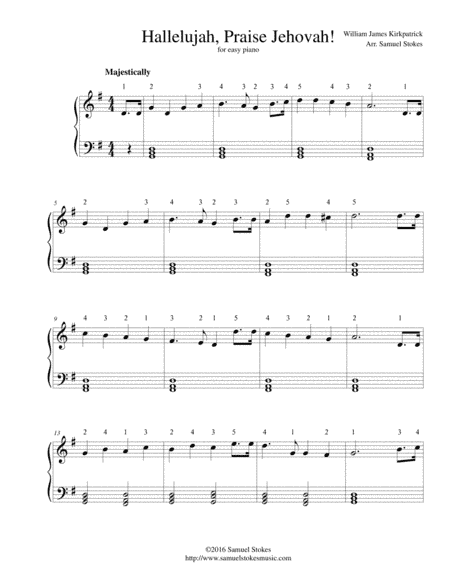 Hallelujah, Praise Jehovah! - for easy piano (arr. Samuel Stokes)