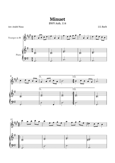 Minuet in G BWV Anh. 114 (arr. André Nusa)