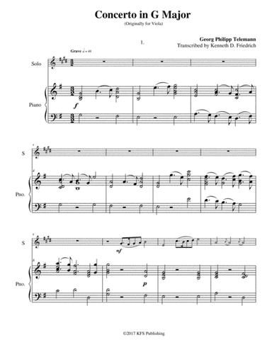 Telemann Viola Concerto in G (arr. Kenneth D. Friedrich)