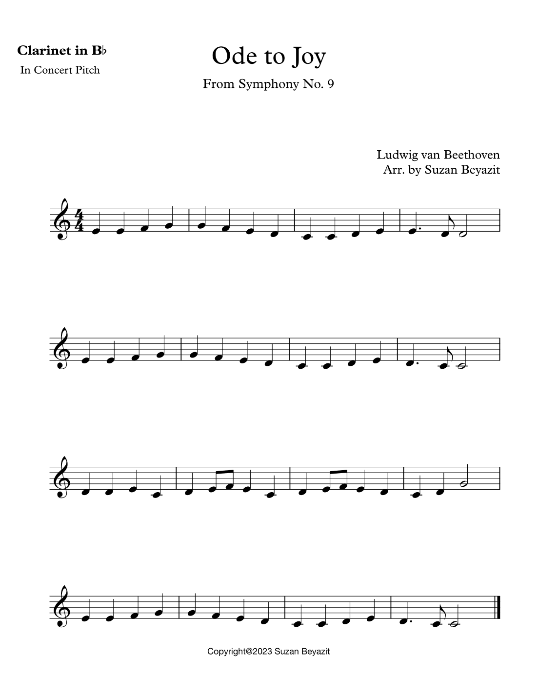 Ode to Joy ( Theme From Symphony No. 9) (arr. Suzan Beyazit)