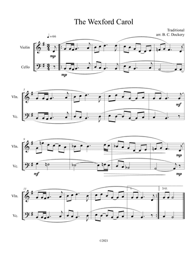 The Wexford Carol (Violin and Cello Duet) (arr. B. C. Dockery)