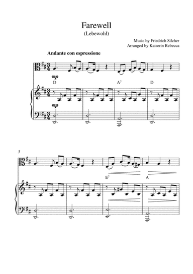 Farewell (Lebewohl) (viola solo and piano accompaniment) (arr. Kaiserin Rebecca)