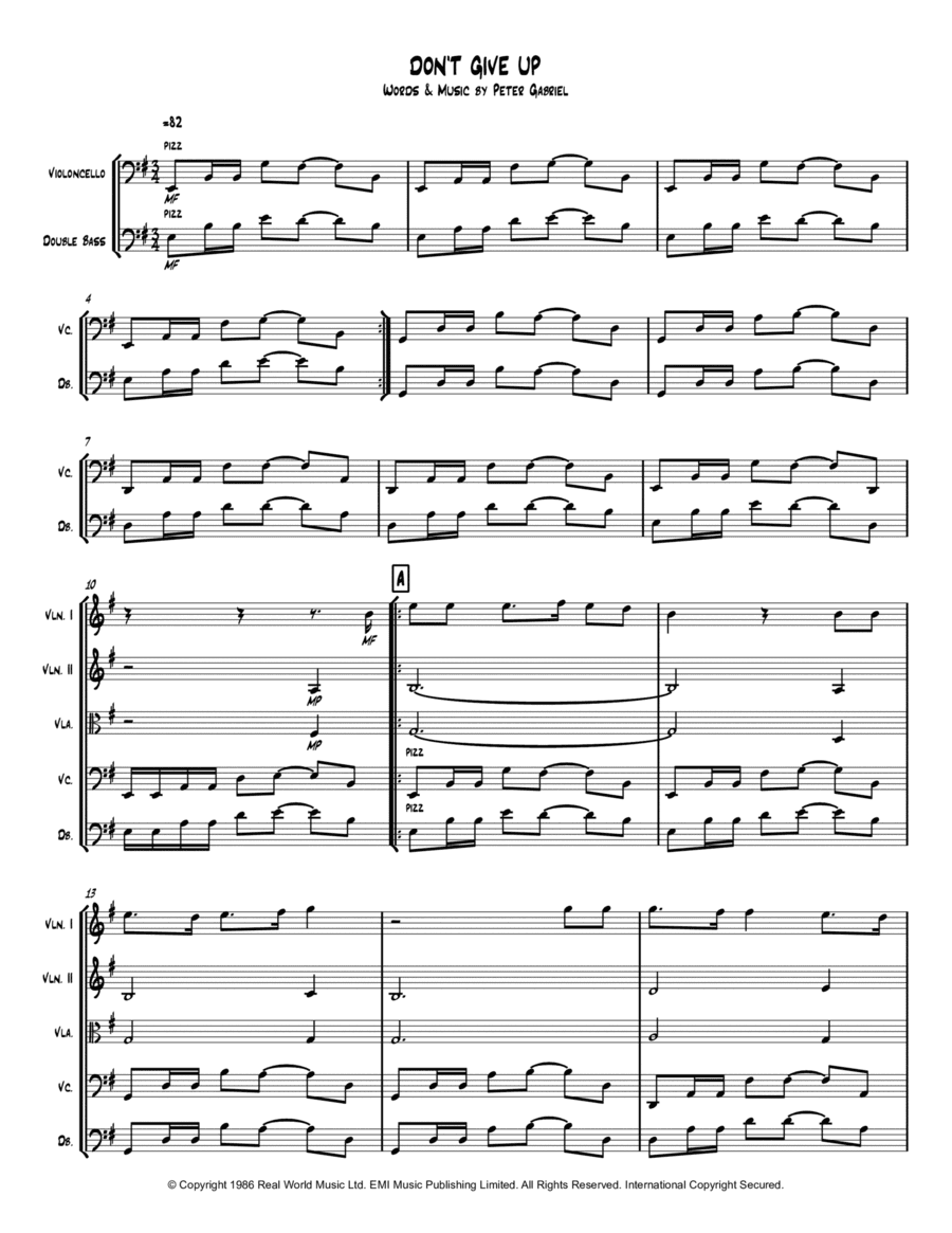Don't Give Up (arr. Francois Couture)