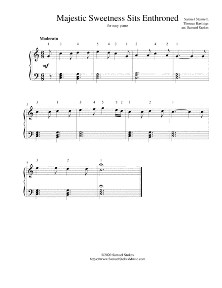Majestic Sweetness Sits Enthroned - for easy piano (arr. Samuel Stokes)