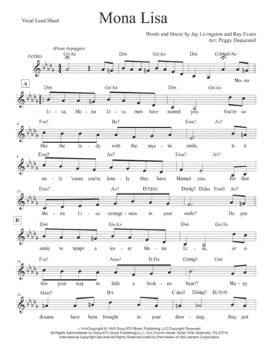 Mona Lisa (arr. Peggy Duquesnel)