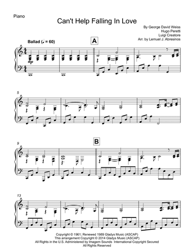 Can't Help Falling In Love (arr. Lemuel J. Abresinos)