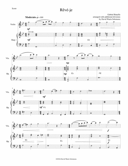 Rêvé-je (Am I dreaming) for violin and harp (arr. David Warin Solomons)