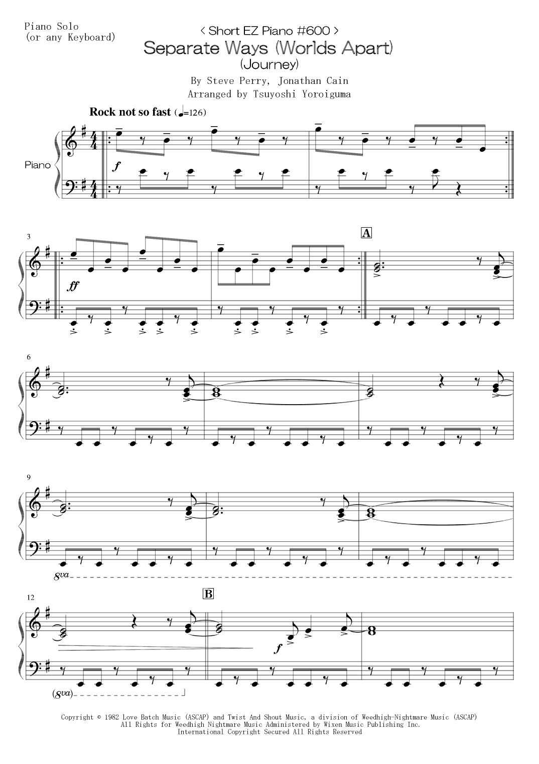 Separate Ways (worlds Apart) (arr. Tsuyoshi Yoroiguma)