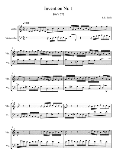Johann Sebastian Bach - Invention No.1 (Violin and Violoncello Duet) (arr. André Laitano)