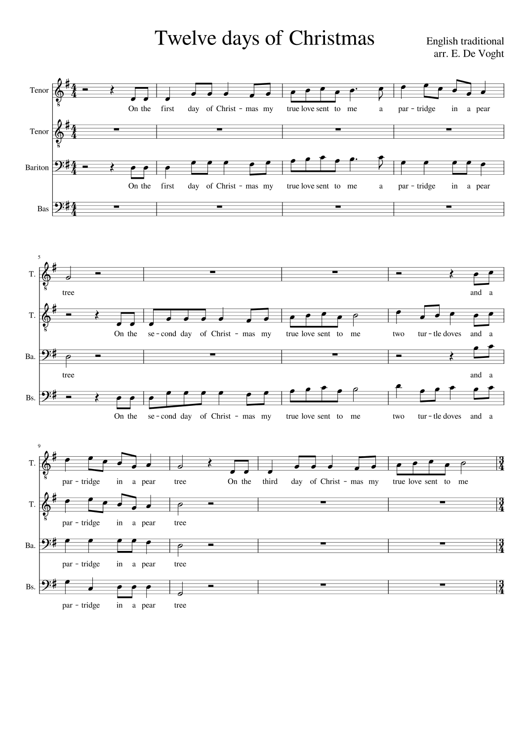 Twelve days of Christmas (arr. Emilie De Voght)