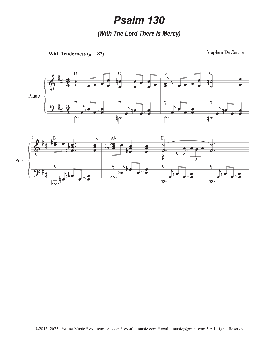 Psalm 130 (With The Lord There Is Mercy) (Vocal Trio - (SAB)