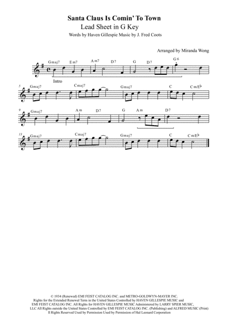 Santa Claus Is Comin' To Town (arr. Miranda Wong)