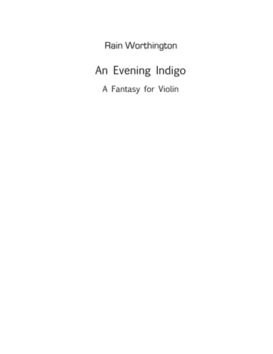 An Evening Indigo – for solo violin