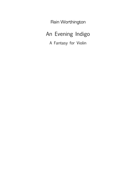 An Evening Indigo – for solo violin